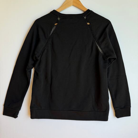Shilla Lace Trim Sweatshirt Pullover Crew Women Small Black Casual Boho Cozy - Picture 5 of 15